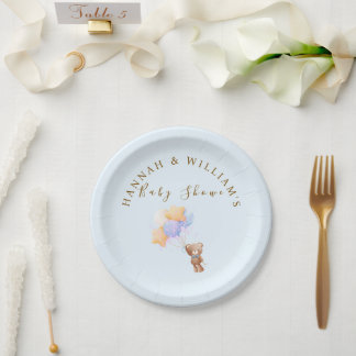 Eenvoudig Aquarel Teddybeer Baby Shower Papier Papieren Bordje
