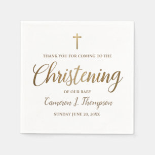 Eenvoudig Baby Christening Gold Cross-script Servet