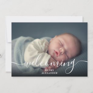 Eenvoudig Baby-fotoscript Welkomstjongen Blue Birt Aankondiging