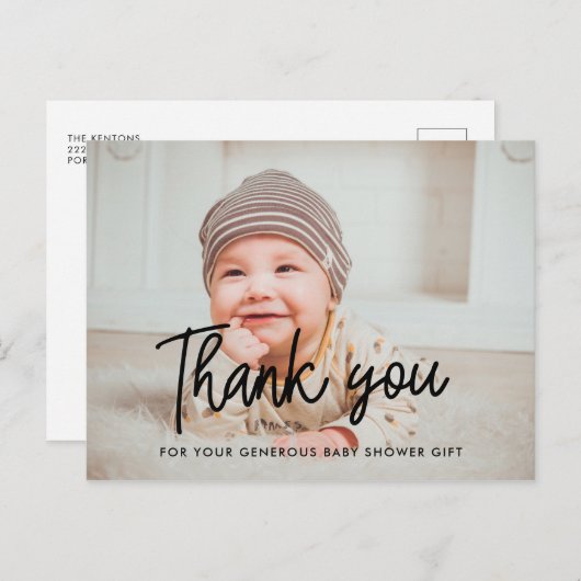Eenvoudig Baby shower dank u foto Briefkaart (Voorkant / Achterkant)