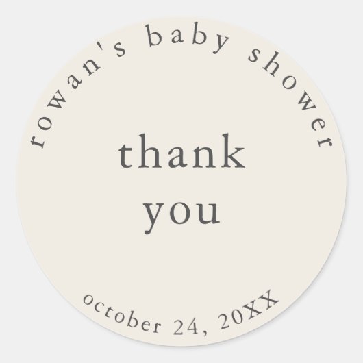 eenvoudig Baby shower Dank u Sticker (Voorkant)