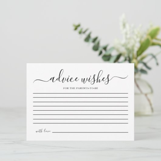 Eenvoudig Baby shower Game Advies en Wensen Kaart (Staand voorkant)