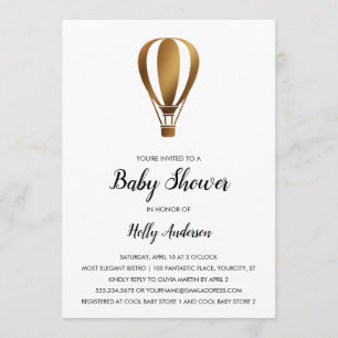 Eenvoudig Baby shower Gladde Gouden Hete Luchtball Kaart