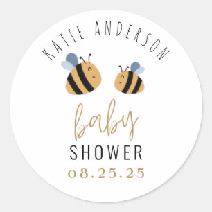 Eenvoudig baby shower hommels ronde sticker