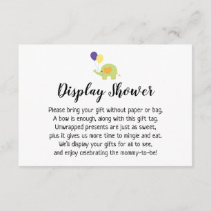 Eenvoudig Baby shower invoegen met ellefant Informatiekaartje