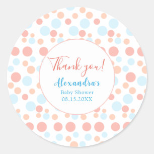 Eenvoudig Baby shower kleurrijke Stippen op maat Ronde Sticker