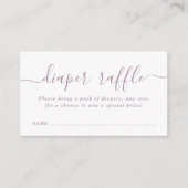 Eenvoudig Baby shower Luier Raffle Ticket Mauve Informatiekaartje (Voorkant)