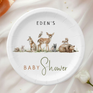 Eenvoudig Baby shower voor bosdieren Papieren Bordje