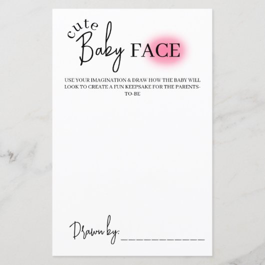 Eenvoudig Baby-vlakketak, Baby shower-spel (Voorkant)