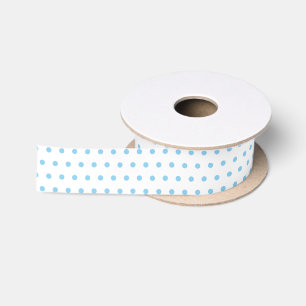 Eenvoudig babyblauw stippenpatroon op wit lint