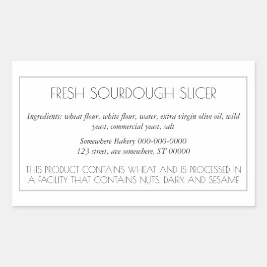 Eenvoudig  baklabel rechthoekige sticker (Voorkant)