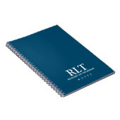 Eenvoudig Basic Monogram op Elegant Blauw Notitieboek (Rechterzijde)