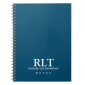 Eenvoudig Basic Monogram op Elegant Blauw Notitieboek (Voorkant)