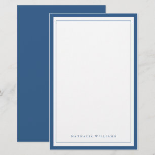 Eenvoudig Basisch Briefpapier met Marineblauwe Ran