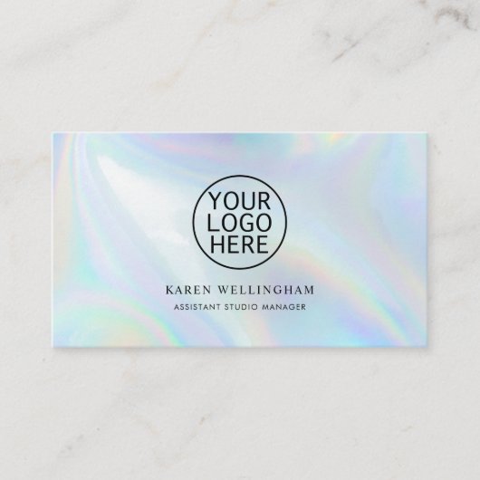 Eenvoudig bedrijf Logo Iridescent Custom Visitekaartje (Voorkant)