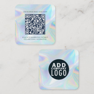 Eenvoudig bedrijfslogo en holografische QR-code Vierkante Visitekaartje