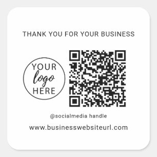 Eenvoudig bedrijfslogo en QR-code Vierkante Sticker