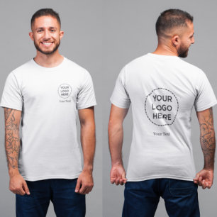 Eenvoudig bedrijfslogo & tekst voor- en achterkant t-shirt