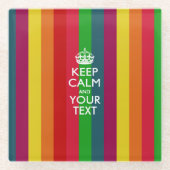 Eenvoudig BEHOUD CALM heeft Jouw tekst op regenboo Glazen Onderzetter (Voorkant)