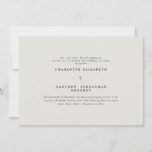 Eenvoudig beige Bride Parents Wedding Invitation Kaart