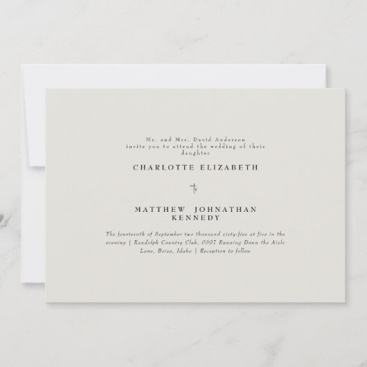 Eenvoudig beige Bride Parents Wedding Invitation Kaart (Voorkant)