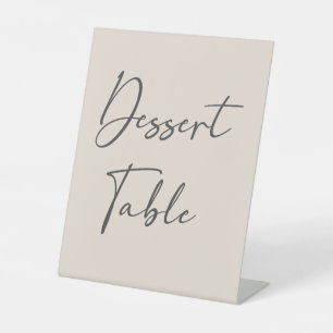 Eenvoudig Beige Elegante Bruiloft Dessert Tafeltek Reclamebord Met Voetstuk