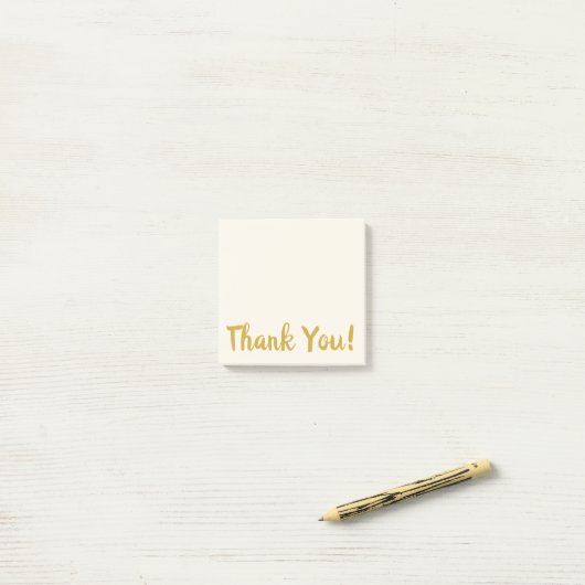 Eenvoudig beige en gouden dank U briefing Post-it® Notes (Op bureau)