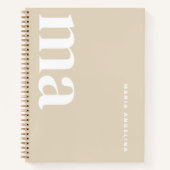 Eenvoudig beige monogram notitieboek (Voorkant)