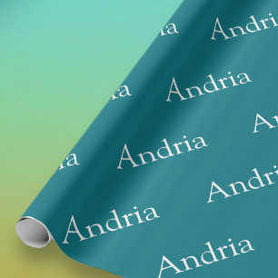 Eenvoudig betegeld monogram   bewerkbaar blauw gro cadeaupapier