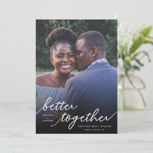 Eenvoudig beter samen Manuscript Volledige Foto |  Save The Date (Staand voorkant)