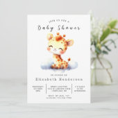 Eenvoudig bewerkbaar Giraffe-Baby shower Kaart (Staand voorkant)