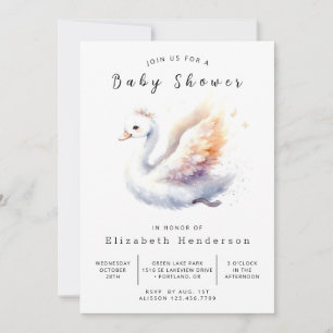 Eenvoudig bewerkbaar Swan-Baby shower Kaart