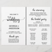 Eenvoudig 'Black Calligraphy Wedding Program Fan' (Voorkant)