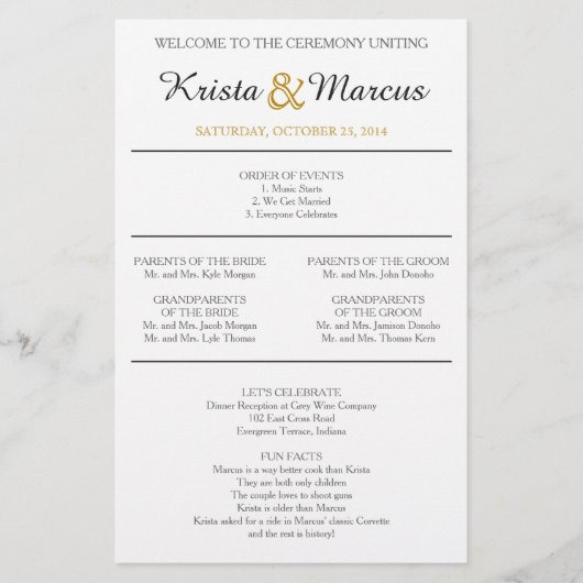 Eenvoudig 'Black' en 'Gold Silhouettes Wedding'-pr (Voorkant)