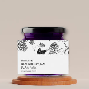 Eenvoudig Black & White BlackBerry Jam Label Voedselcontainer Etiket