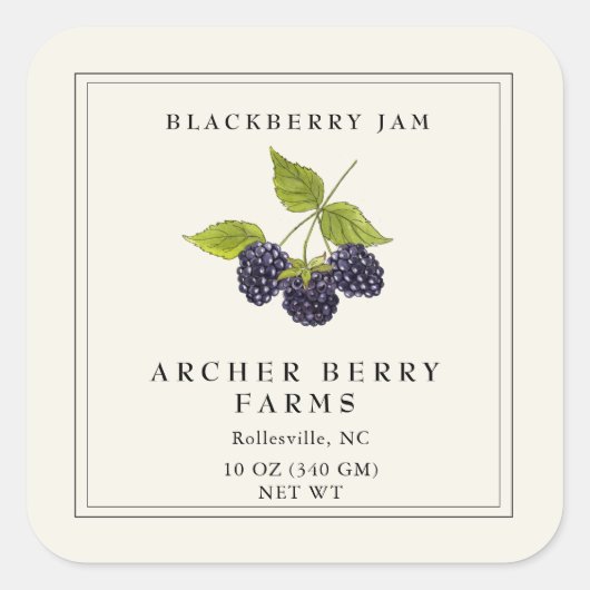 Eenvoudig  BlackBerry Jam Jar Label (Voorkant)