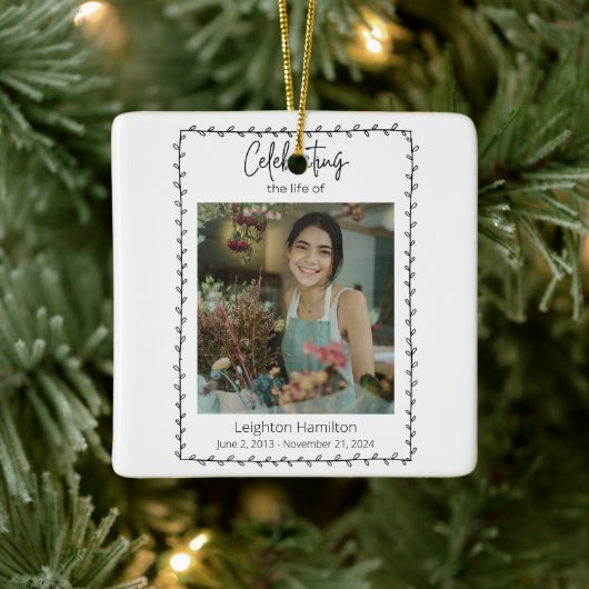 Eenvoudig blad begrafenis viering van het leven keramisch ornament (Boom)