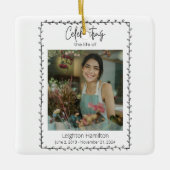 Eenvoudig blad begrafenis viering van het leven keramisch ornament (Voorkant)