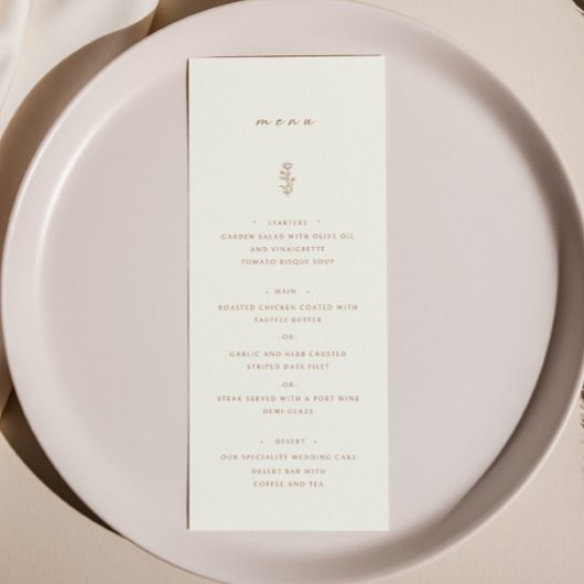 Eenvoudig blad Beige terracotta bruiloft diner men Menu