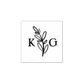 Eenvoudig blad monogram rubberstempel (Afrduk)