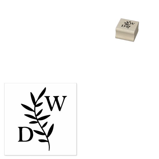Eenvoudig blad monogram 	rubberstempel (Gestempeld)
