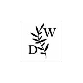 Eenvoudig blad monogram 	rubberstempel (Afrduk)