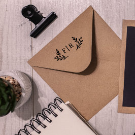 Eenvoudig blad Monogram Rubberstempel