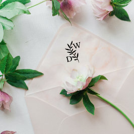 Eenvoudig blad monogram 	rubberstempel