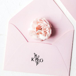 Eenvoudig blad monogram 	rubberstempel