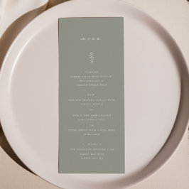 Eenvoudig blad Sage Groen Bruiloft Diner Flat Menu