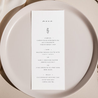 Eenvoudig Blad Zwart & Wit Bruiloft Diner Menu