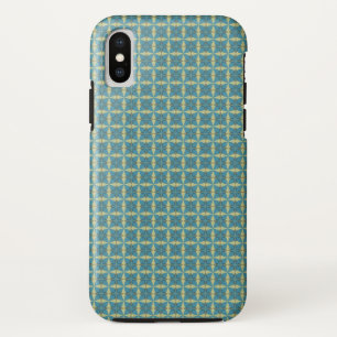 Eenvoudig bladpatroon in blauw iPhone x hoesje