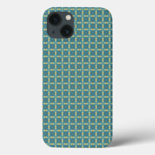 Eenvoudig bladpatroon in blauw iPhone 13 hoesje