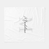 Eenvoudig Blank Wit Script Monogram Fleece Deken (Voorkant (Horizontaal))